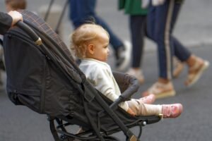 baby, girl, stroller, child, promenade, people, relaxation, street, urban