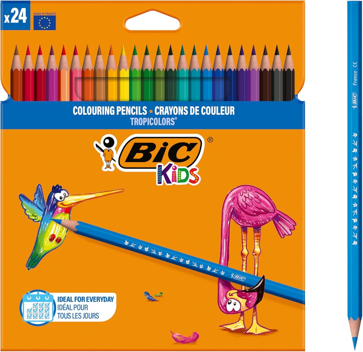 BIC Kids Tropicolors Colouring Pencils - Assorted Colours, Wallet of 24